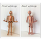 handmade from scratch marionette aka string puppet made of copper - showing front and back with strings attached