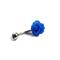 Dainty denim blue flower belly button ring.