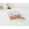 Handmade tiny trinket box made of copper with ivory color vine-rose pattern on lid and amethyst gemstone cabochon