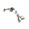 Silver and teal blue whale fluke belly ring