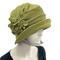 1920s style fleece cloche hat in chartreuse green