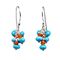 Blue Turquoise and Orange Carnelian Cluster Earrings