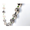 Rutilated Quartz Necklace (24" long), Black Tourmaline, Green Chrome Diopside and Solid Sterling Silver 925, Natural Gemstone Single Strand