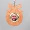 A handmade wood photo ornament featuring a hand-cut design and a customizable photo insert.