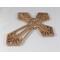 This Ten-Inch Rustic Fretwork Christian Cross Wall Hanging Art is handcrafted from reclaimed wood. Its intricate fretwork design adds unique texture and character, blending rustic charm with elegant design. It is a perfect focal point for any room.