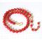 Red hand knotted glass beaded choker, with gold-plated hook clasp and extender.