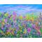 flower meadow painting, fine art print, wildflower field in pastel colors