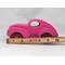 Wood Toy Car Handmade And Finished With Hot Pink Acrylic Paint and Amber Shellac From My Fat Fendered Ford Collection