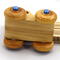 Handmade wooden toy pickup truck with a durable satin polyurethane finish and metallic sapphire blue trim from My Play Pal collection.