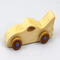 Handmade wooden toy bat car with a clear and amber shellac finish and metallic sapphire blue trim, part of my Play Pal Collection