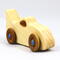 Handmade wooden toy bat car with a clear and amber shellac finish and metallic sapphire blue trim, part of my Play Pal Collection