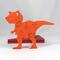 Handmade Wood Dinosaur Tray Puzzle with Amber Shellac and Orange Paint Finish. Freestanding and Versatile Toy for Kids of All Ages, Crafted in the USA with Traditional Woodworking Tools.