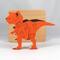 Handmade Wood Dinosaur Tray Puzzle with Amber Shellac and Orange Paint Finish. Freestanding and Versatile Toy for Kids of All Ages, Crafted in the USA with Traditional Woodworking Tools.