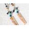 Handmade long flower agate gemstone earrings, with garnets, apatite, and sunstone beads.