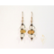 Amber and white tumbled glass earrings with brass accents and GF earwires
