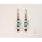 Aqua and white tumbled glass earrings with brass accents and GF earwires