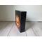 Photo of sideview of small square canvas painting of glowing jack o'lantern pumpkin with a black background