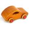 Handmade 1957 Bug Wood Toy Car from My Play Pal Collection, crafted with traditional woodworking tools and finished with amber shellac and bright red trim. Each toy is meticulously assembled and tested for the highest quality.