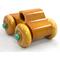Handmade wooden toy monster truck, crafted in a toymaker's shop with traditional woodworking tools. Finished in amber shellac and metallic emerald green acrylic paint, this sturdy and durable toy is perfect for kids of all ages.