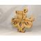A handcrafted octopus puzzle made from wood. The puzzle is freestanding and can comfortably sit on a shelf, table, window sill, or door frame.