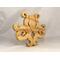 A handcrafted octopus puzzle made from wood. The puzzle is freestanding and can comfortably sit on a shelf, table, window sill, or door frame.