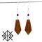 Front view of Handmade  Figured Bloodwood and crushed Peridot earrings