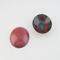 tiny copper enamel trinket dish dark teal with stenciled red leaf outline
