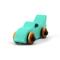Handmade wooden toy car painted green with black trim and nonmarring amber shellac finished wheels, Part of my Play Pal Collection.