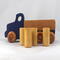 This handmade wooden Lorry truck is finished with navy blue acrylic paint and Amber Shellac. It is one of five towable trucks in this collection, available in many colors and unfinished. Custom Orders are welcome.