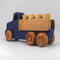 This handmade wooden Lorry truck is finished with navy blue acrylic paint and Amber Shellac. It is one of five towable trucks in this collection, available in many colors and unfinished. Custom Orders are welcome.