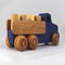 This handmade wooden Lorry truck is finished with navy blue acrylic paint and Amber Shellac. It is one of five towable trucks in this collection, available in many colors and unfinished. Custom Orders are welcome.