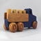 This handmade wooden Lorry truck is finished with navy blue acrylic paint and Amber Shellac. It is one of five towable trucks in this collection, available in many colors and unfinished. Custom Orders are welcome.