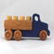 This handmade wooden Lorry truck is finished with navy blue acrylic paint and Amber Shellac. It is one of five towable trucks in this collection, available in many colors and unfinished. Custom Orders are welcome.