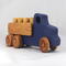 This handmade wooden Lorry truck is finished with navy blue acrylic paint and Amber Shellac. It is one of five towable trucks in this collection, available in many colors and unfinished. Custom Orders are welcome.