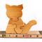 Handmade small four piece freestanding wooden kitten puzzle handfinshed with mineral oil.
