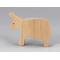 A handmade and unfinished wooden toy cow cutout is perfect for those who love to paint and customize their toys. It is freestanding and stackable, making it a versatile addition to any playroom or nursery. From My Itty Bitty Animal Collection.