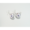Petite Purple dot on White Enamel and Sterling Dangle Earrings