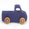 Handmade wooden toy pickup truck handmade and painted navy blue with amber shellac wheels and metallic sapphire blue trim. It's a little blue truck from my Play Pal Collection.