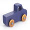 Handmade wooden toy pickup truck handmade and painted navy blue with amber shellac wheels and metallic sapphire blue trim. It's a little blue truck from my Play Pal Collection.