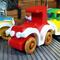 Wooden Toy Car Classic Vintage Style Coupe Painted Bright Red And White With Nonmaring Amber Shellac Wheels From My Bad Bob's Custom Motors Collection
