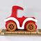 Wooden Toy Car Classic Vintage Style Coupe Painted Bright Red And White With Nonmaring Amber Shellac Wheels From My Bad Bob's Custom Motors Collection
