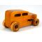 Handmade wood toy car Hot Rod '32 sedan finished with amber shellac with black acrylic paint trim, one of many cars in my Hot Rod collection.