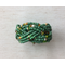 Earthy green beaded and braided cuff bracelet