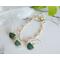 Green Aventurine Gold Colored Sterling Silver Earrings and Bracelet Jewelry Set