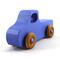 Handmade wood toy truck painted blue with metallic sapphire blue trim and nonmarking amber shellac wheels from my Play Pal Collection.