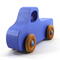 Handmade wood toy truck painted blue with metallic sapphire blue trim and nonmarking amber shellac wheels from my Play Pal Collection.