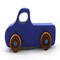 Handmade wood toy truck painted blue with metallic sapphire blue trim and nonmarking amber shellac wheels from my Play Pal Collection.