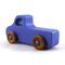 Handmade wood toy truck painted blue with metallic sapphire blue trim and nonmarking amber shellac wheels from my Play Pal Collection.