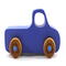 Handmade wood toy truck painted blue with metallic sapphire blue trim and nonmarking amber shellac wheels from my Play Pal Collection.