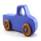 Handmade wood toy truck painted blue with metallic sapphire blue trim and nonmarking amber shellac wheels from my Play Pal Collection.